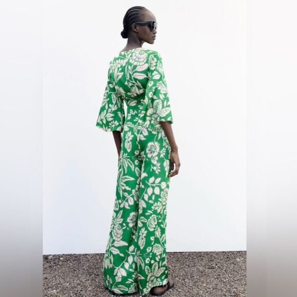NWOT ZARA Printed Twist Knot Top Jumpsuit Size L - Picture 11 of 13